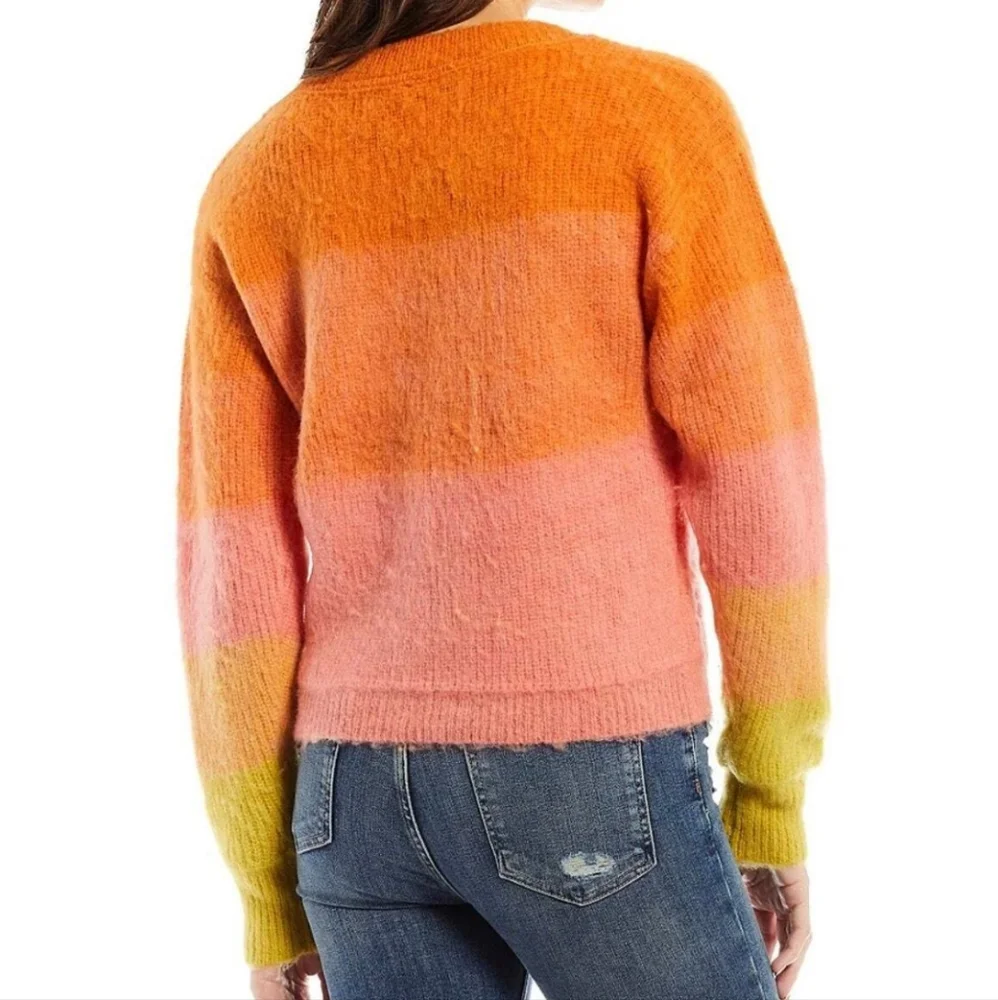 Free People Sweater‎ Autumn Sky Fluffy Ombre Orange Sunset